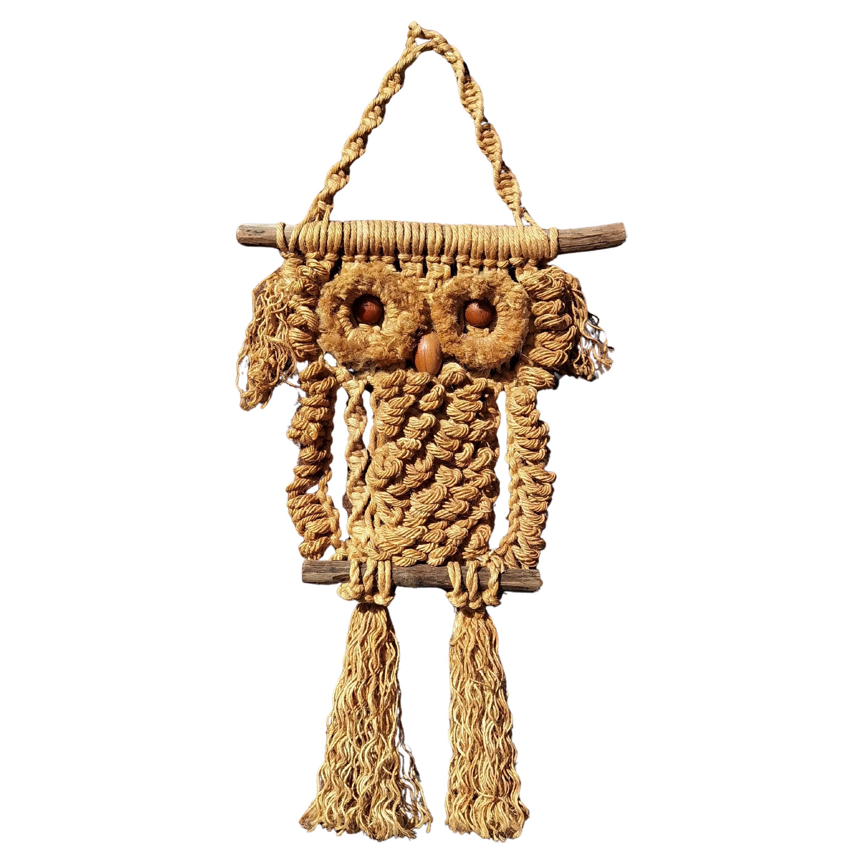 A RUSTIC MODERN BRUTALIST PRIMITIVIST Animalist OWL Wall Sculpture France 1970