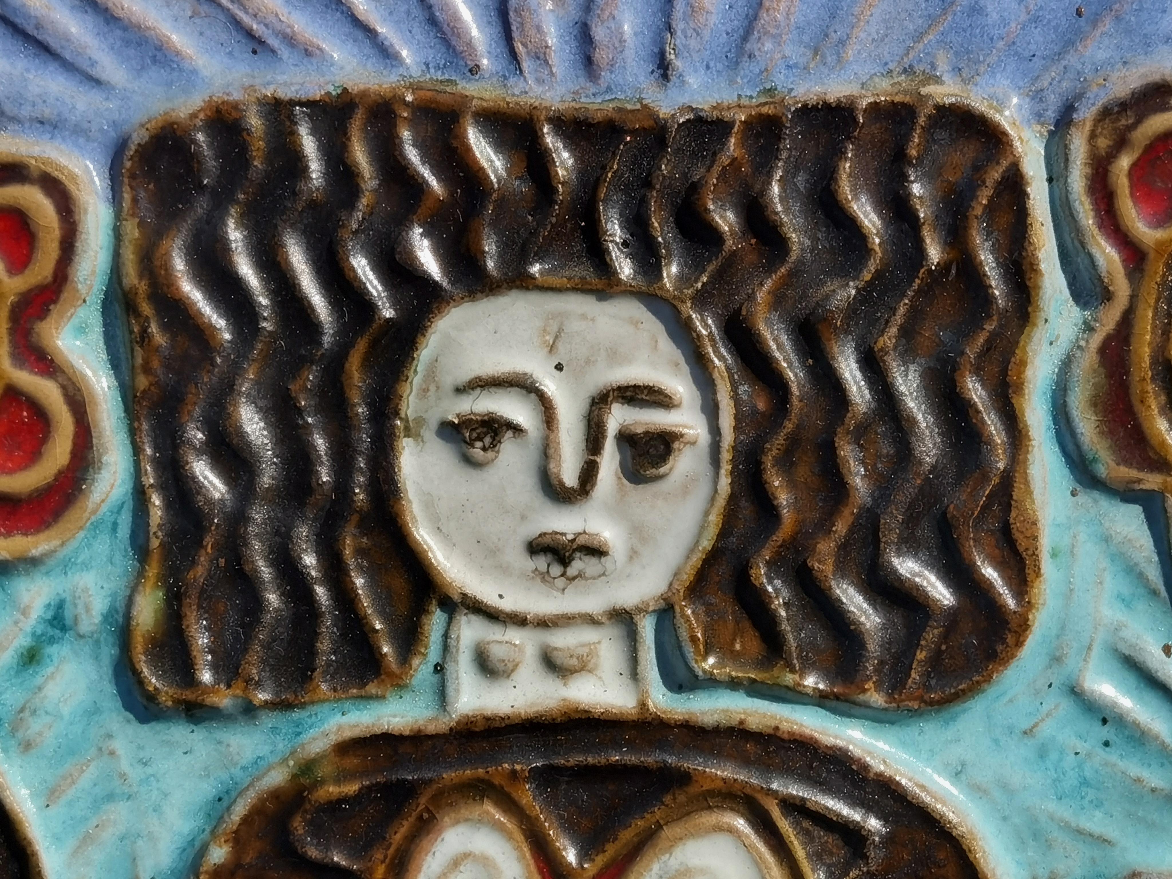 RETRATO RÚSTICO MODERNO DE MUJER EN CERÁMICA BRITÁNICA, Francia 1970 en Bastante bueno estado para la venta en PARIS, FR