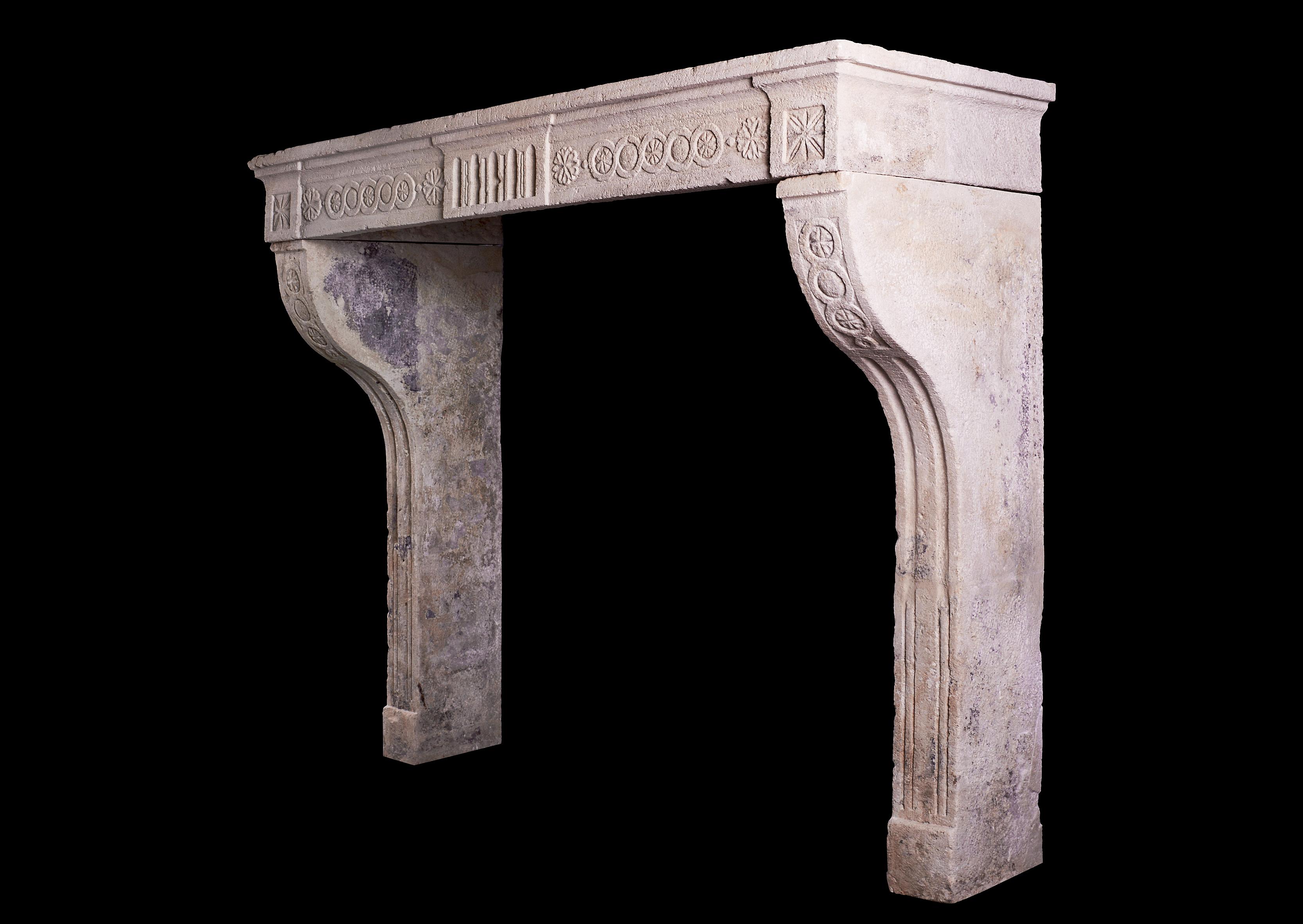 French Rustic Period Louis XVI Stone Fireplace For Sale