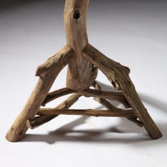 Rustic Stag Oak Occasional Twig Table with Hexagonal Top and Tripod Base