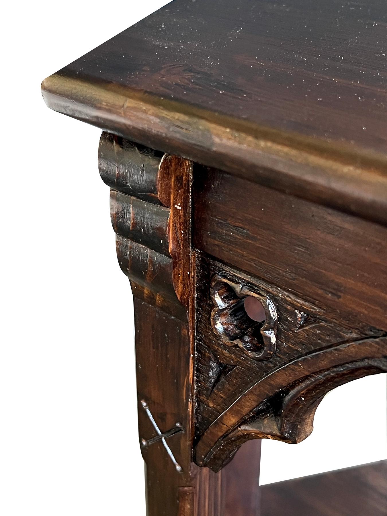 Early 20th Century A Rustic Stained Pine Octagonal Neo Gothic Side Table