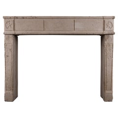Antique Rustic & Substantial Caen Stone Fireplace