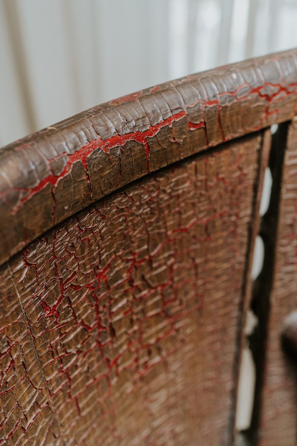 Leather Rusticated Timber Revolving Desk Chair