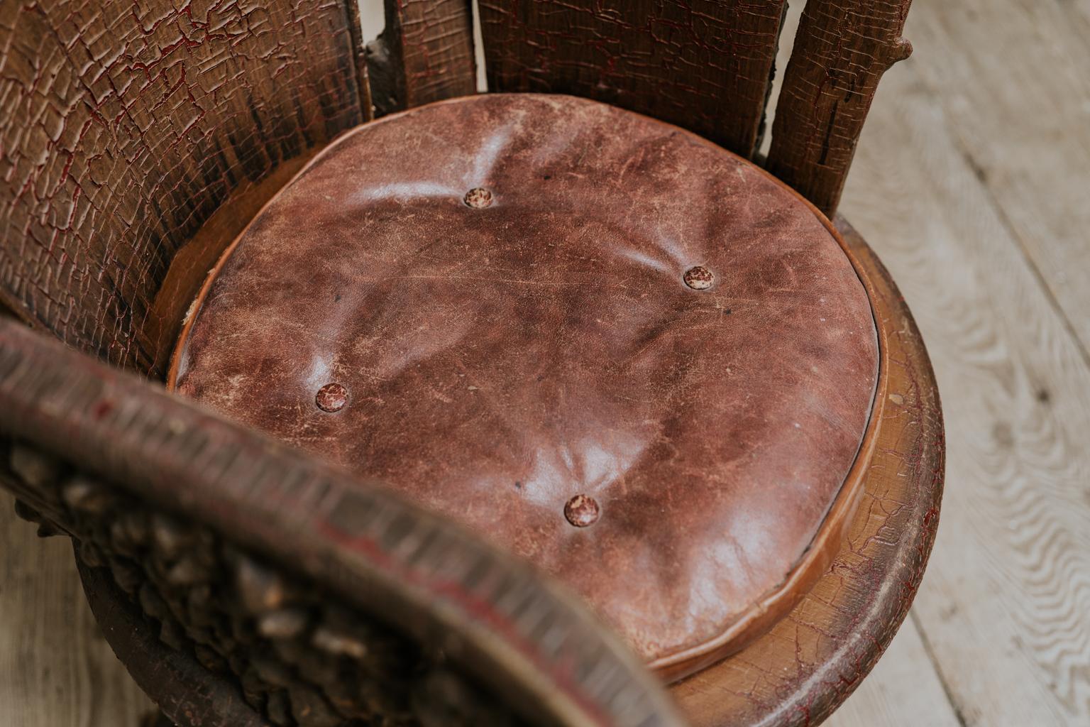 Rusticated Timber Revolving Desk Chair 2