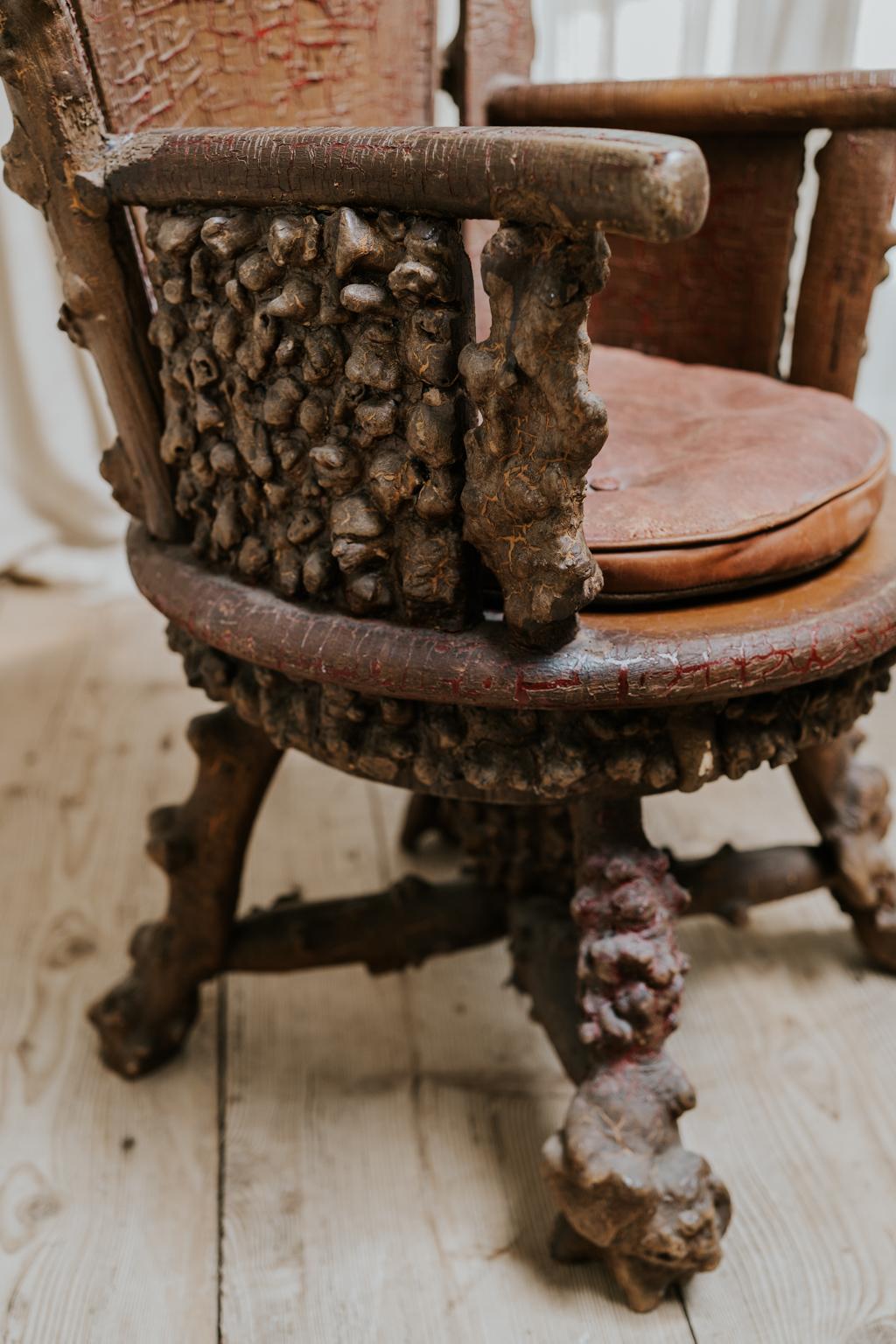 Rusticated Timber Revolving Desk Chair 3