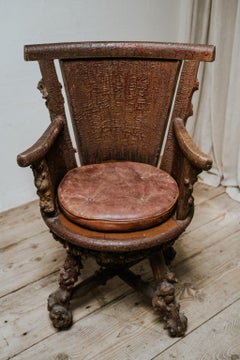 Rusticated Timber Revolving Desk Chair