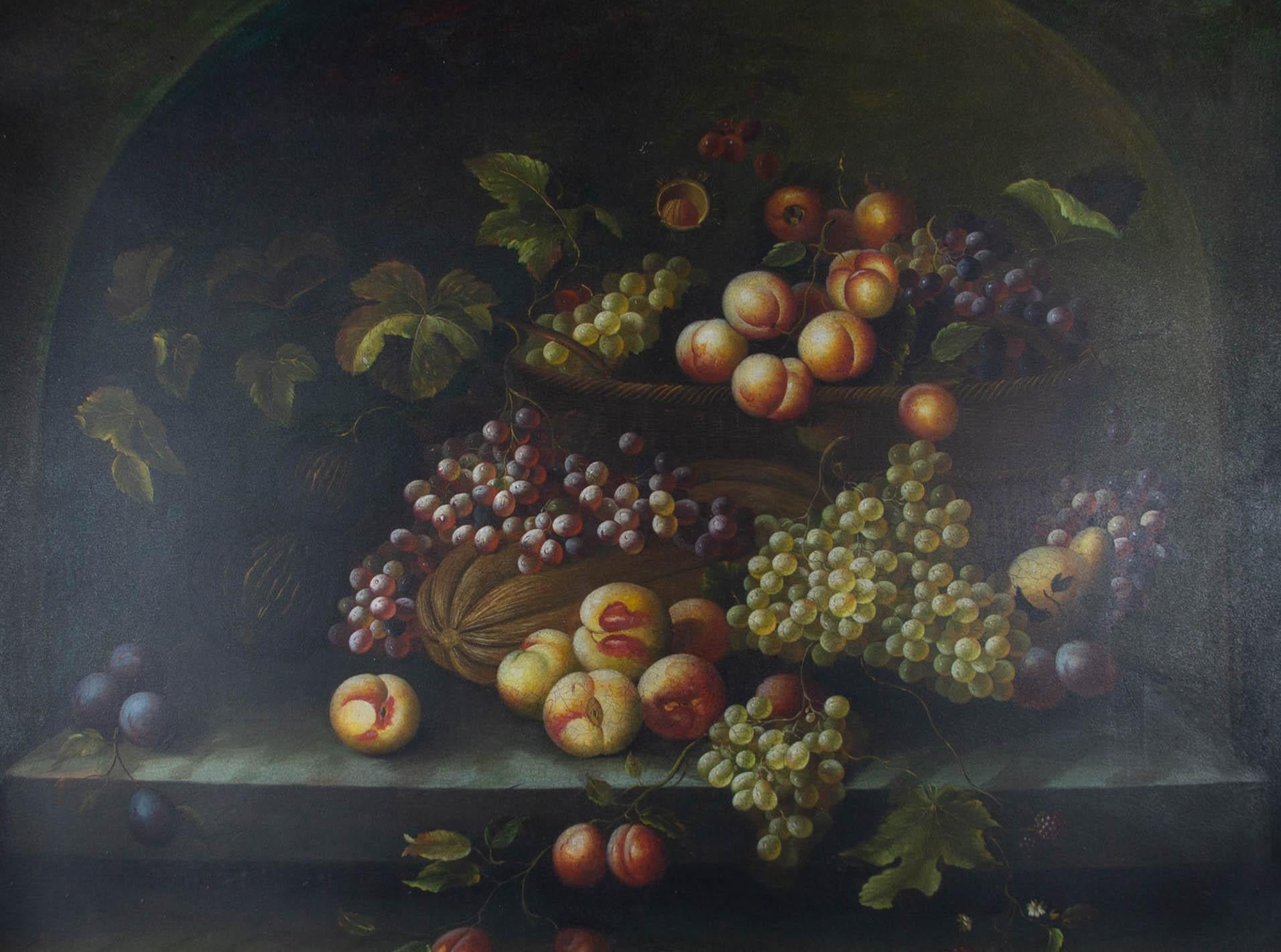 A. S. Alessi à la manière d'Abraham Mignon - Huile contemporaine, La bonté de la nature - Noir Still-Life Painting par A. S. Alessi in the Manner of Abraham Mignon