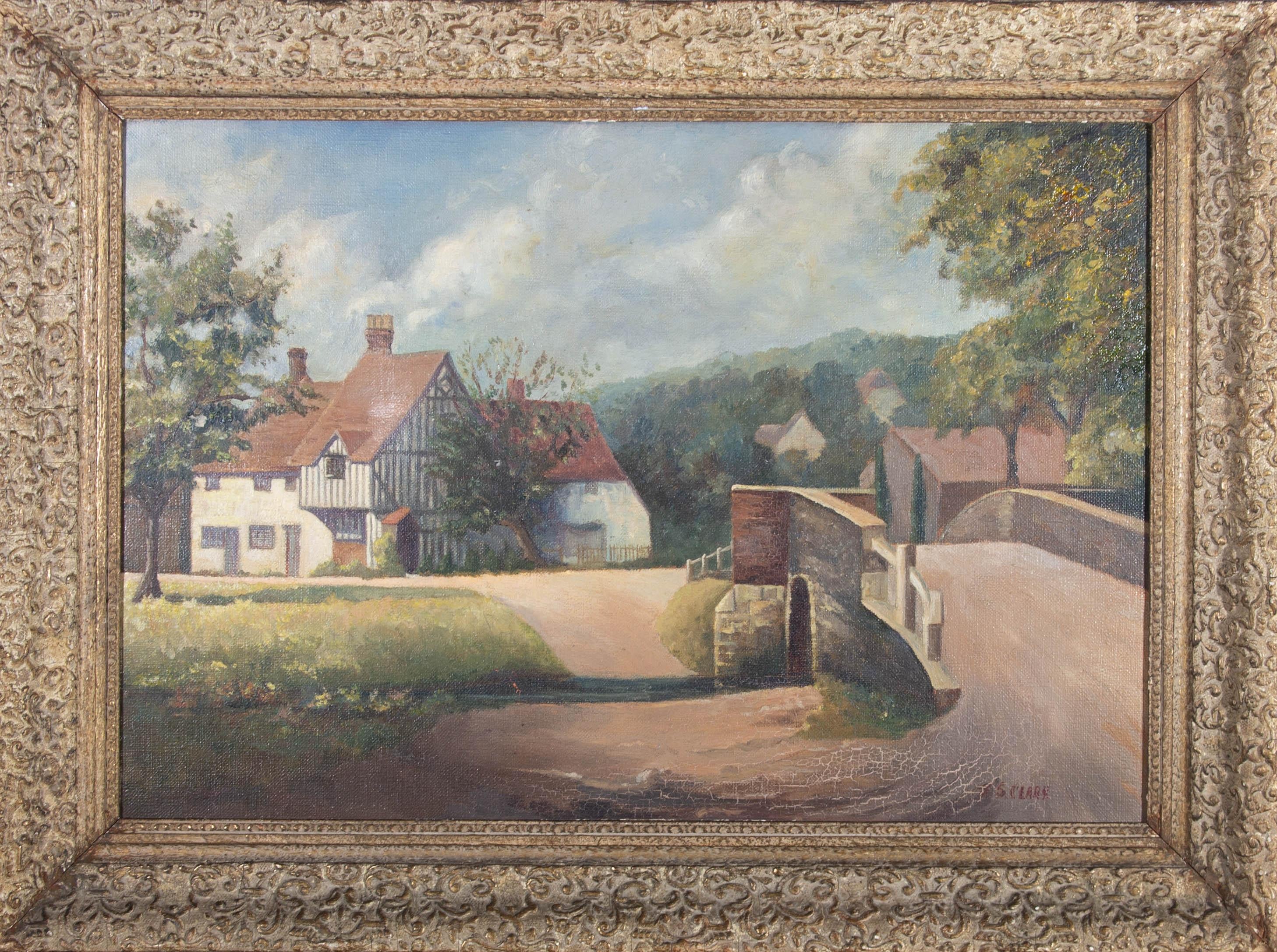 A. S. Clark - A. S. Clark - 20th Century Oil, Cottage by the Bridge For  Sale at 1stDibs