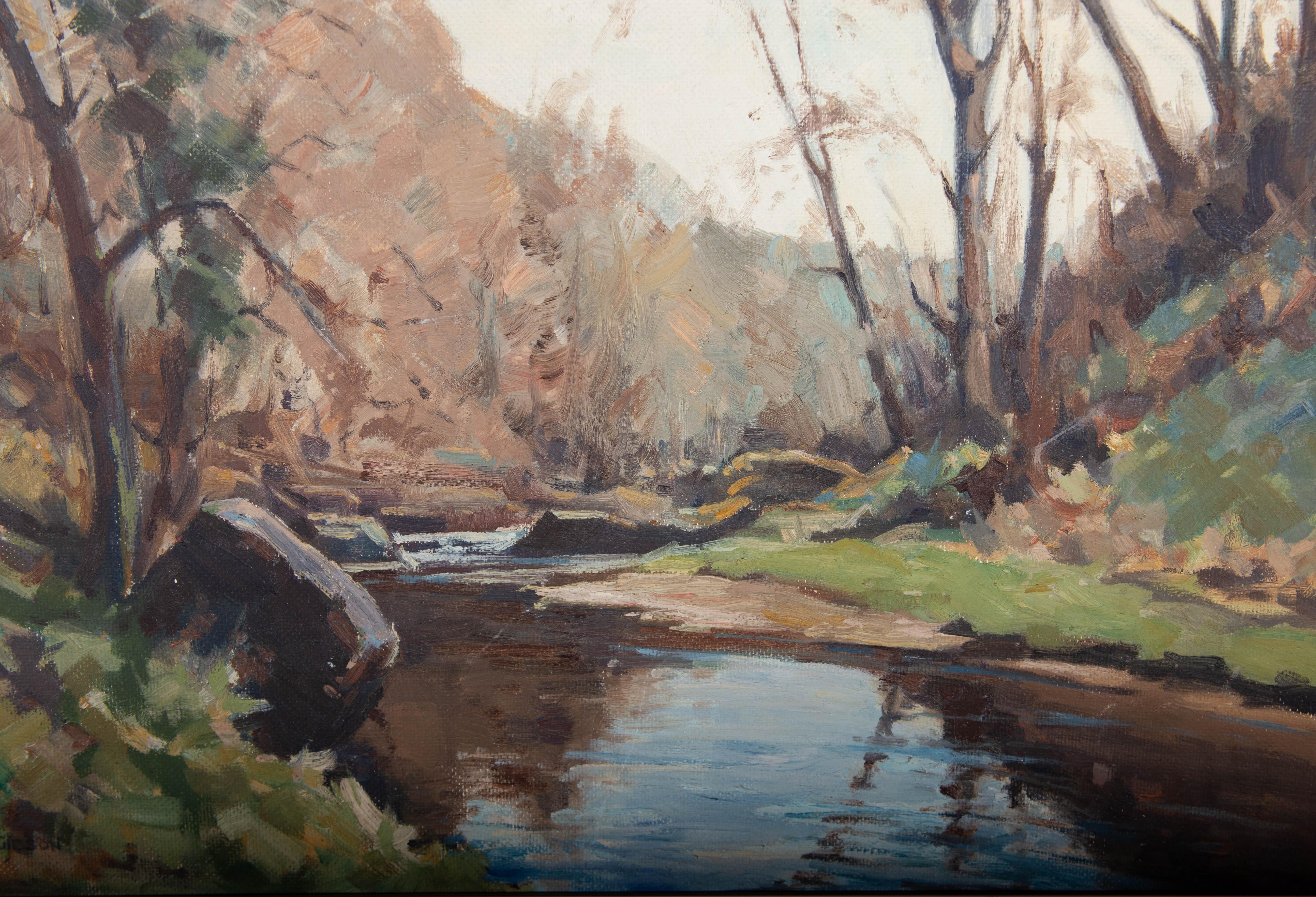 A. S. Gibson - Olio del XX secolo, Vicino al fiume in vendita 3
