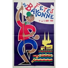 Vintage Original 1968 poster by A. Saez - the Fêtes de Bayonne