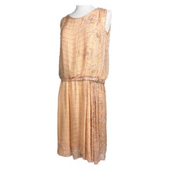 A Salmon embroidered Chiffon Flapper Dress - France Circa 1925