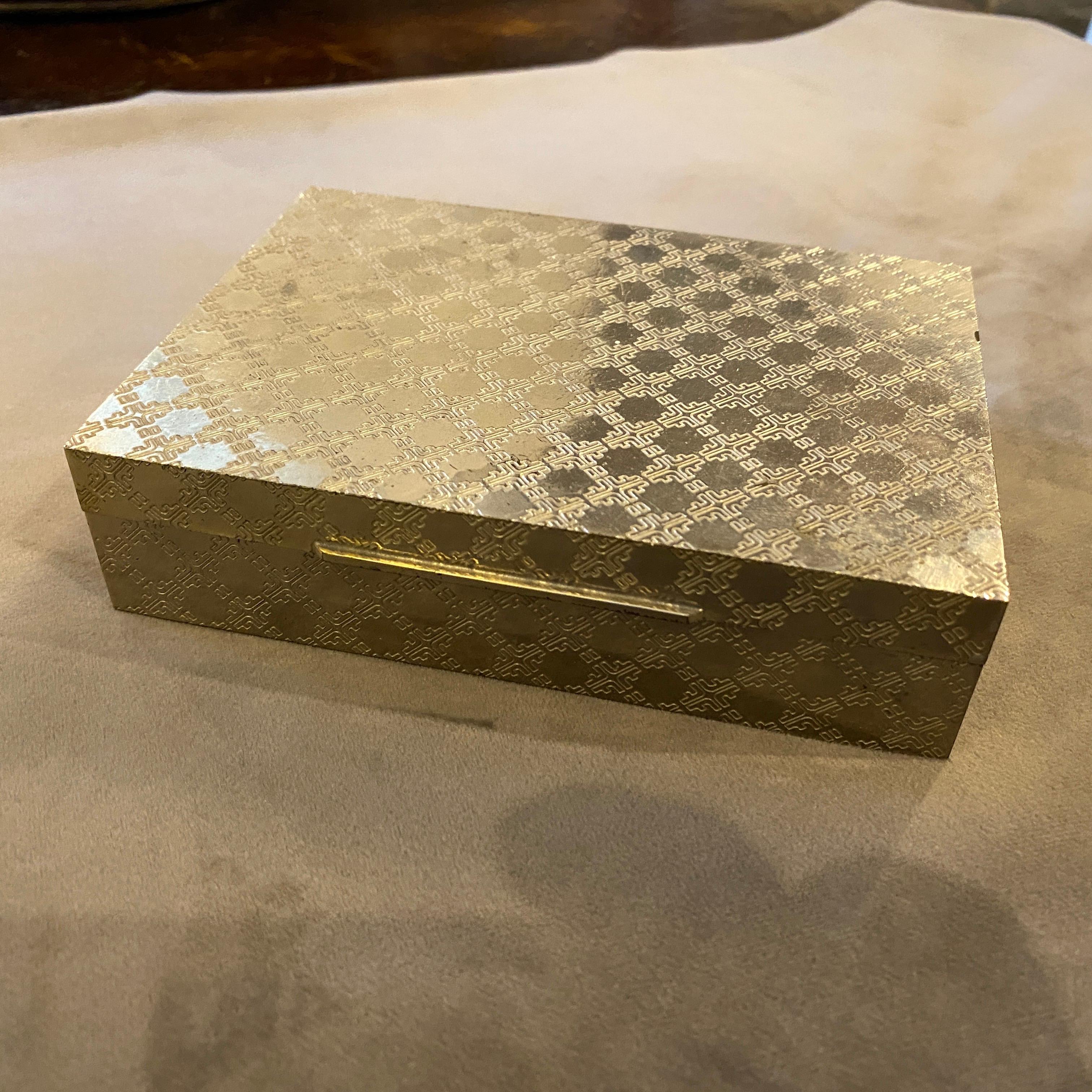 An engraved silver plated cigarette box made in Italy in the Eighties by Salvatore Ferragamo, good conditions overall