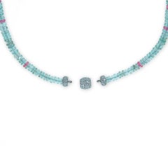A "Samuel Getz" Aqua, Green Beryl, Pink Tourmaline Beaded Necklace w/ Dia Clasp