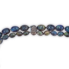 A "Samuel Getz" Fine Labradorite Bead Necklace w/2 Sided Pavé Cognac Dia Clasp