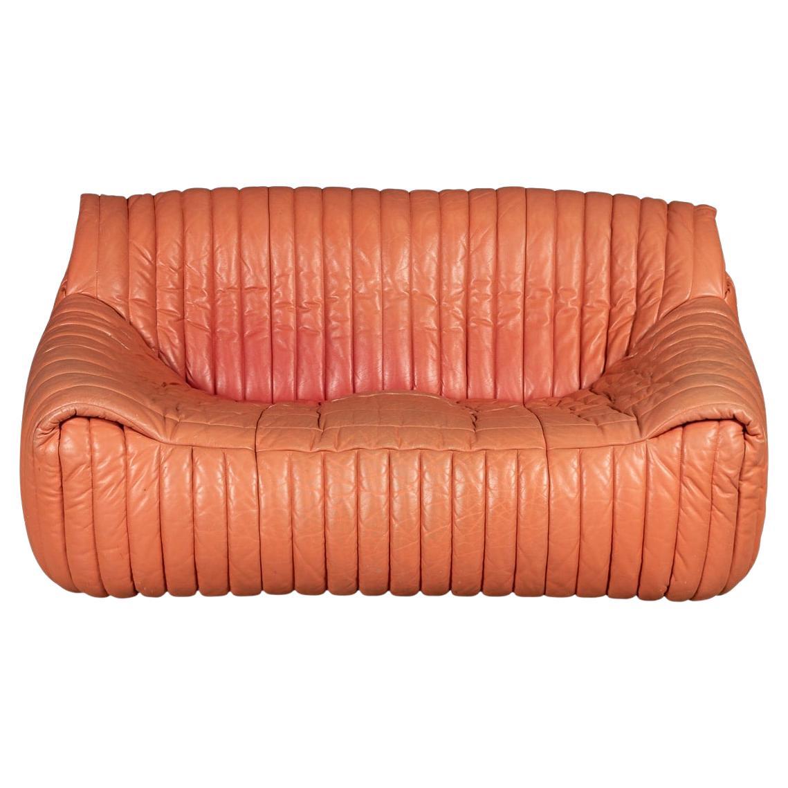 A "Sandra" Red Leather Sofa By Annie Hiéronimus For Ligne Roset, France