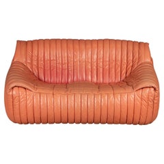 A "Sandra" Red Leather Sofa By Annie Hiéronimus For Ligne Roset, France