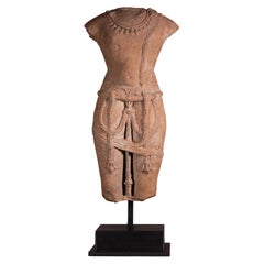 Sandstone Torso of a Male Deity Possibly Vishnu, Circa 10-11th Century