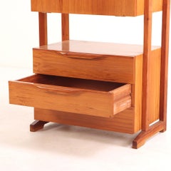 A Sapele Wood Fall-Front Desk and Bookshelf, C. 1950.