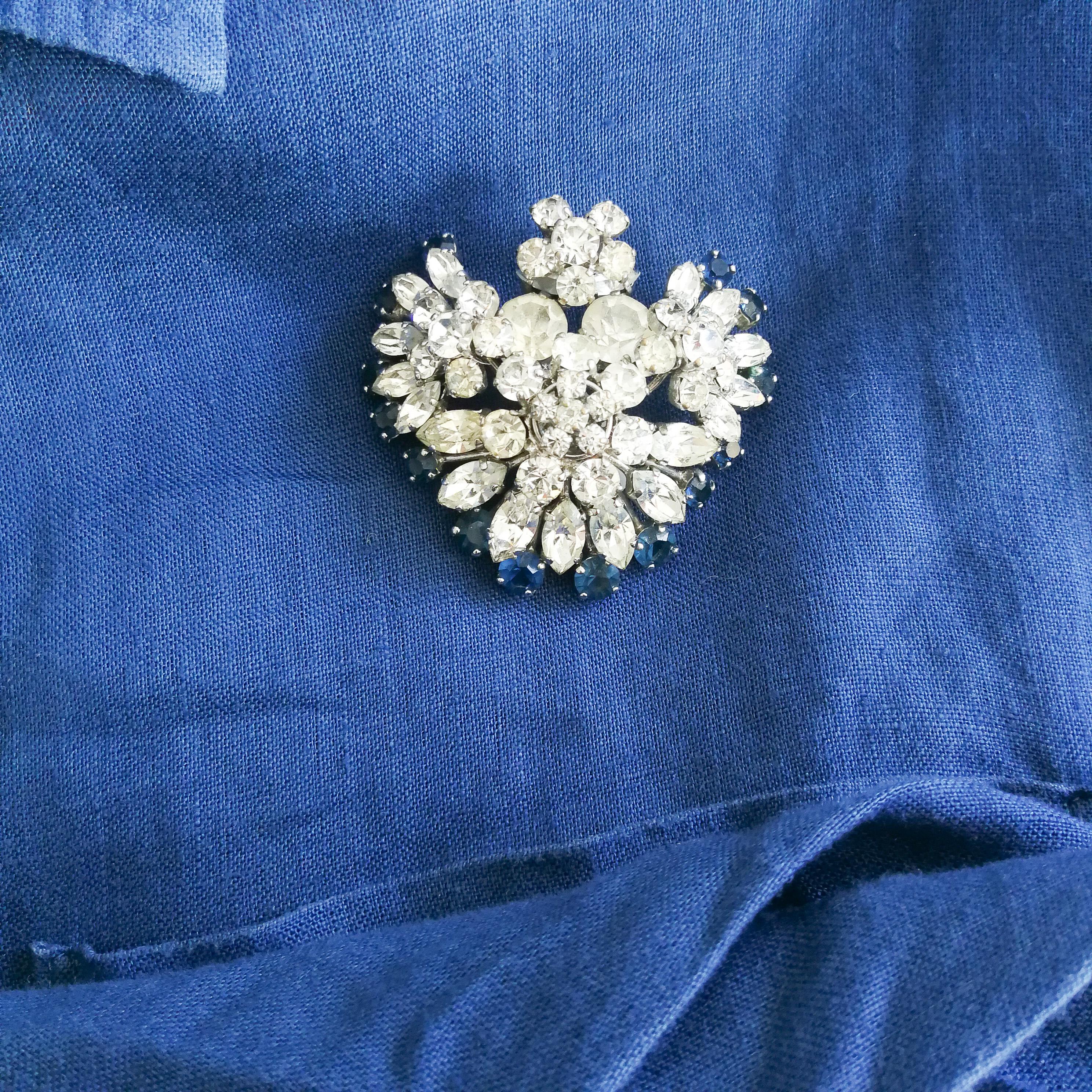 A sapphire and clear paste 'cluster' brooch, Christian Dior, Germany, 1959. 2
