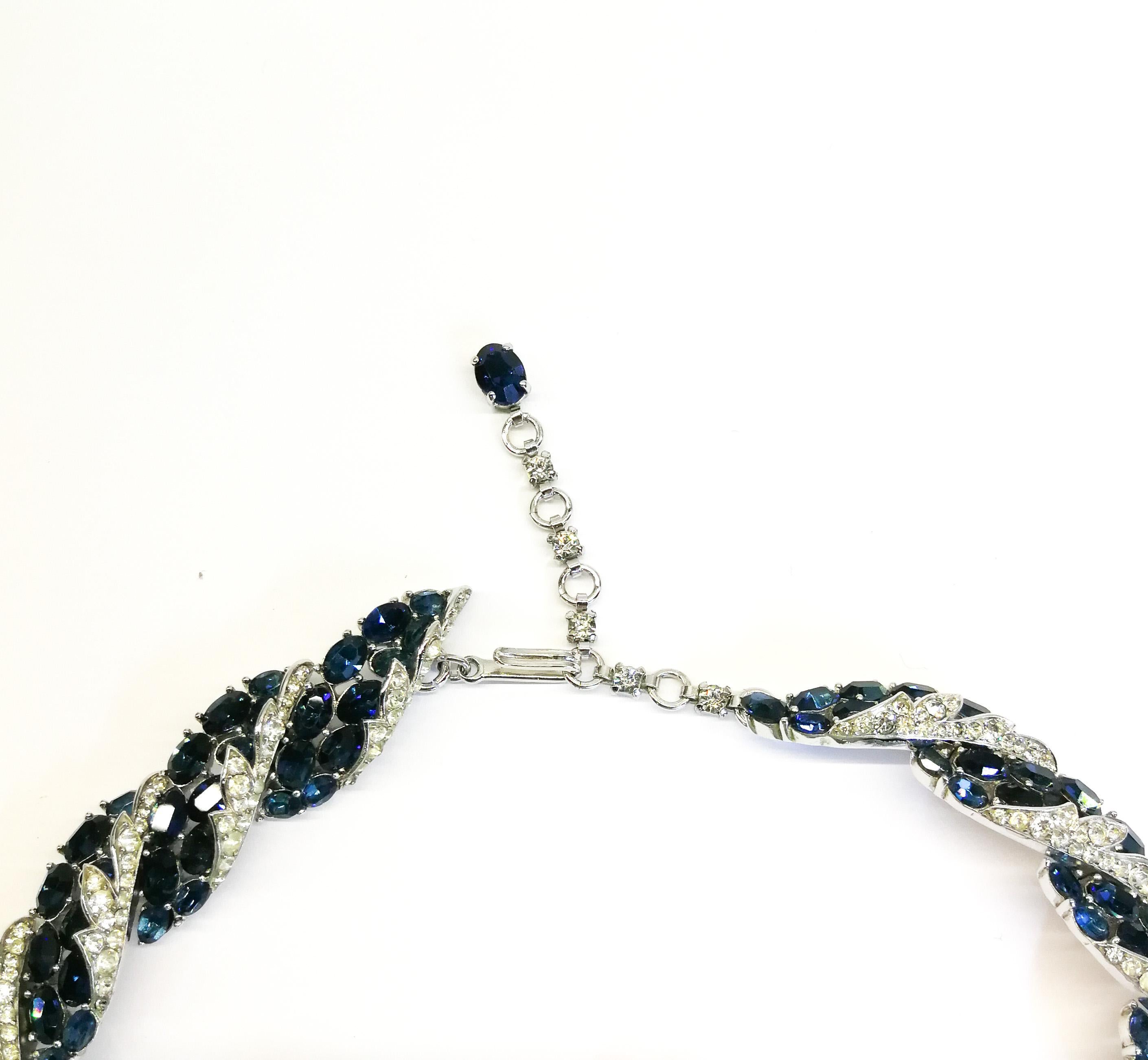 A sapphire and clear paste necklace and earrings, A. Philippe for Trifari, 1950s For Sale 4