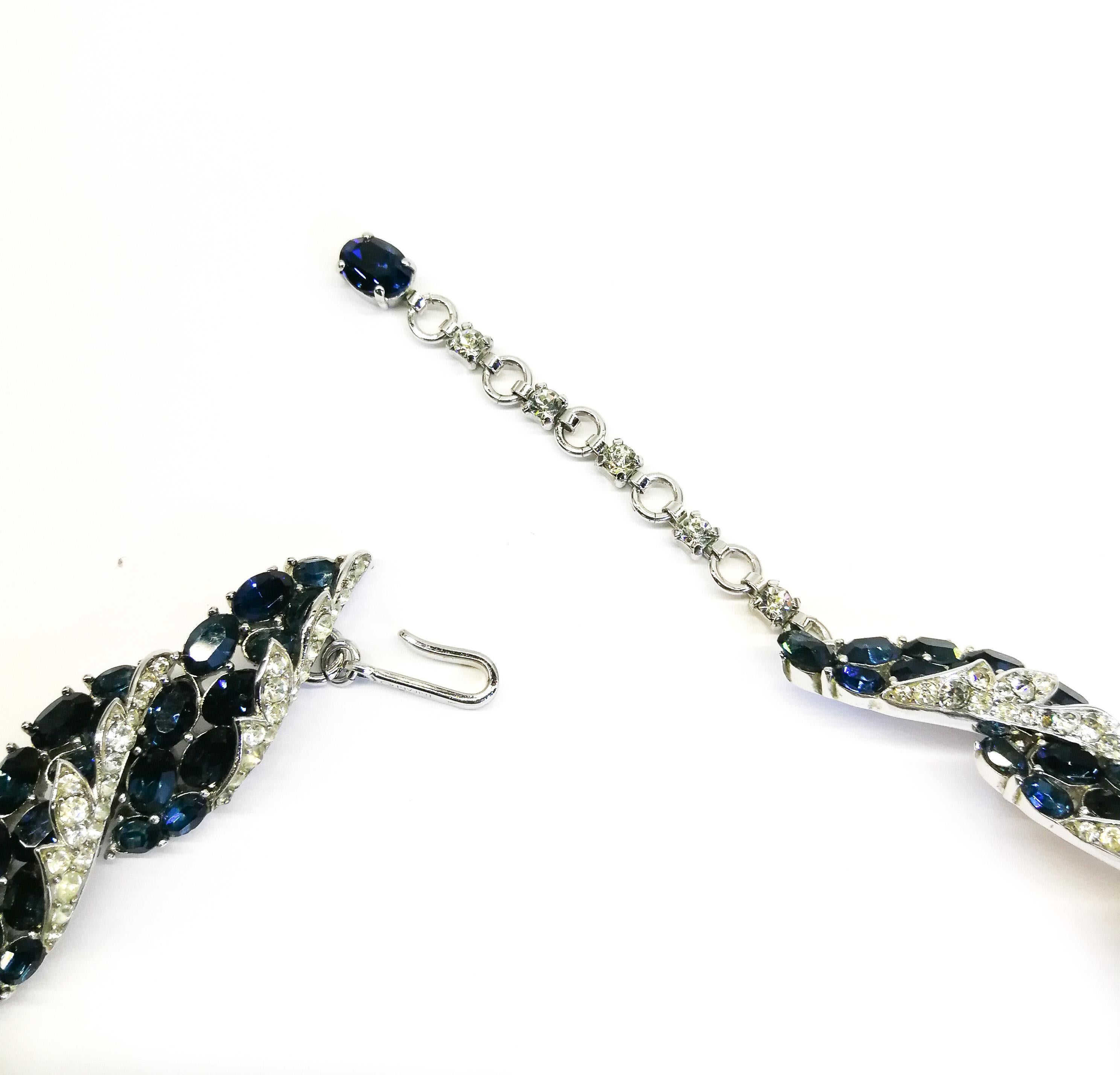 A sapphire and clear paste necklace and earrings, A. Philippe for Trifari, 1950s For Sale 5