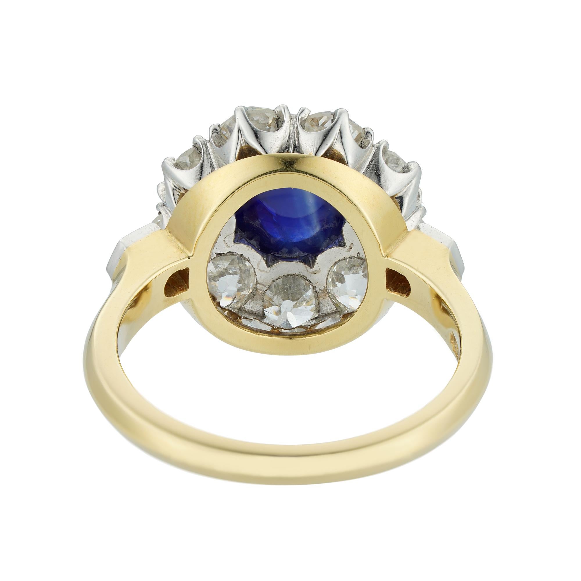 Modern Sapphire and Diamond Cluster Ring