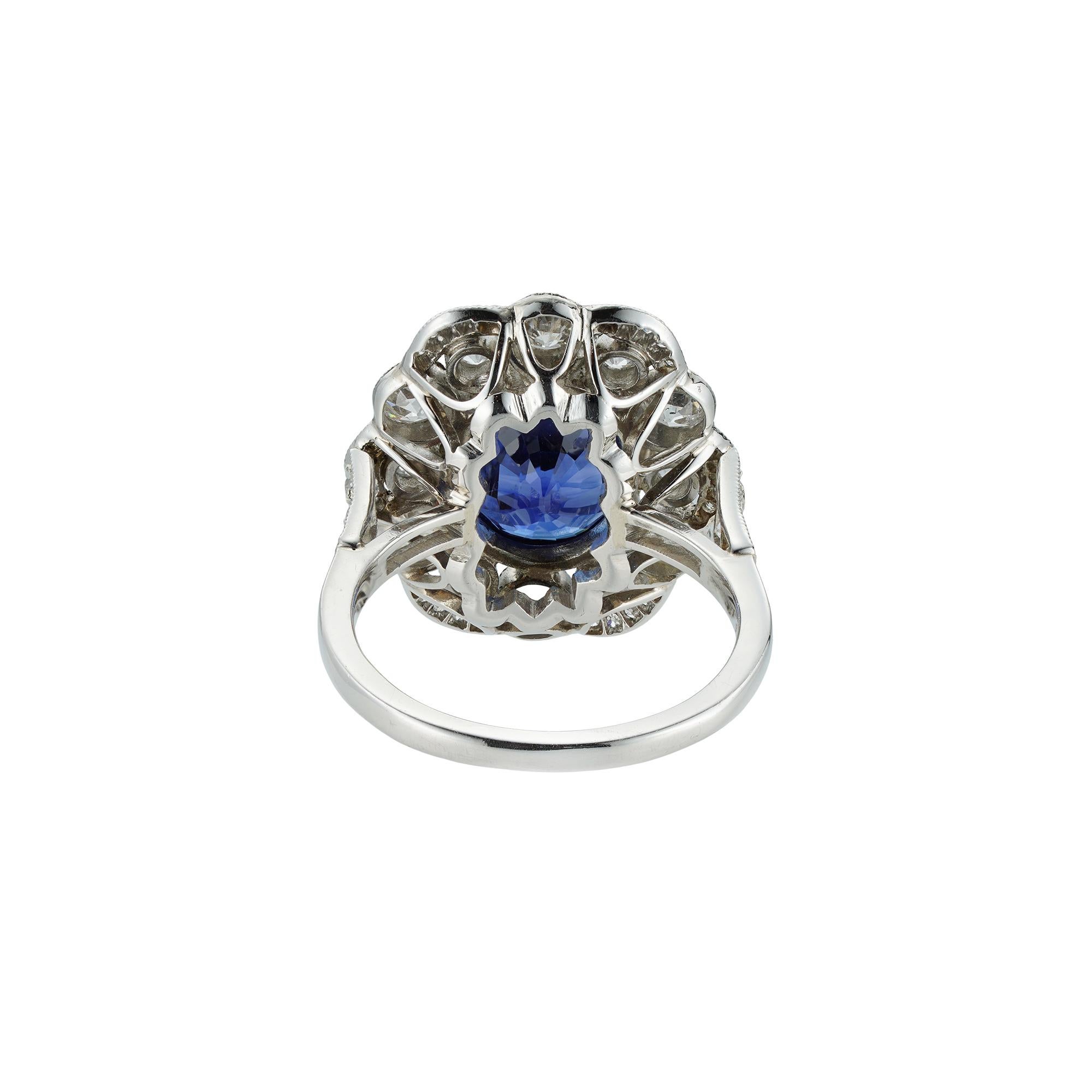 Modern Sapphire and Diamond Cluster Ring