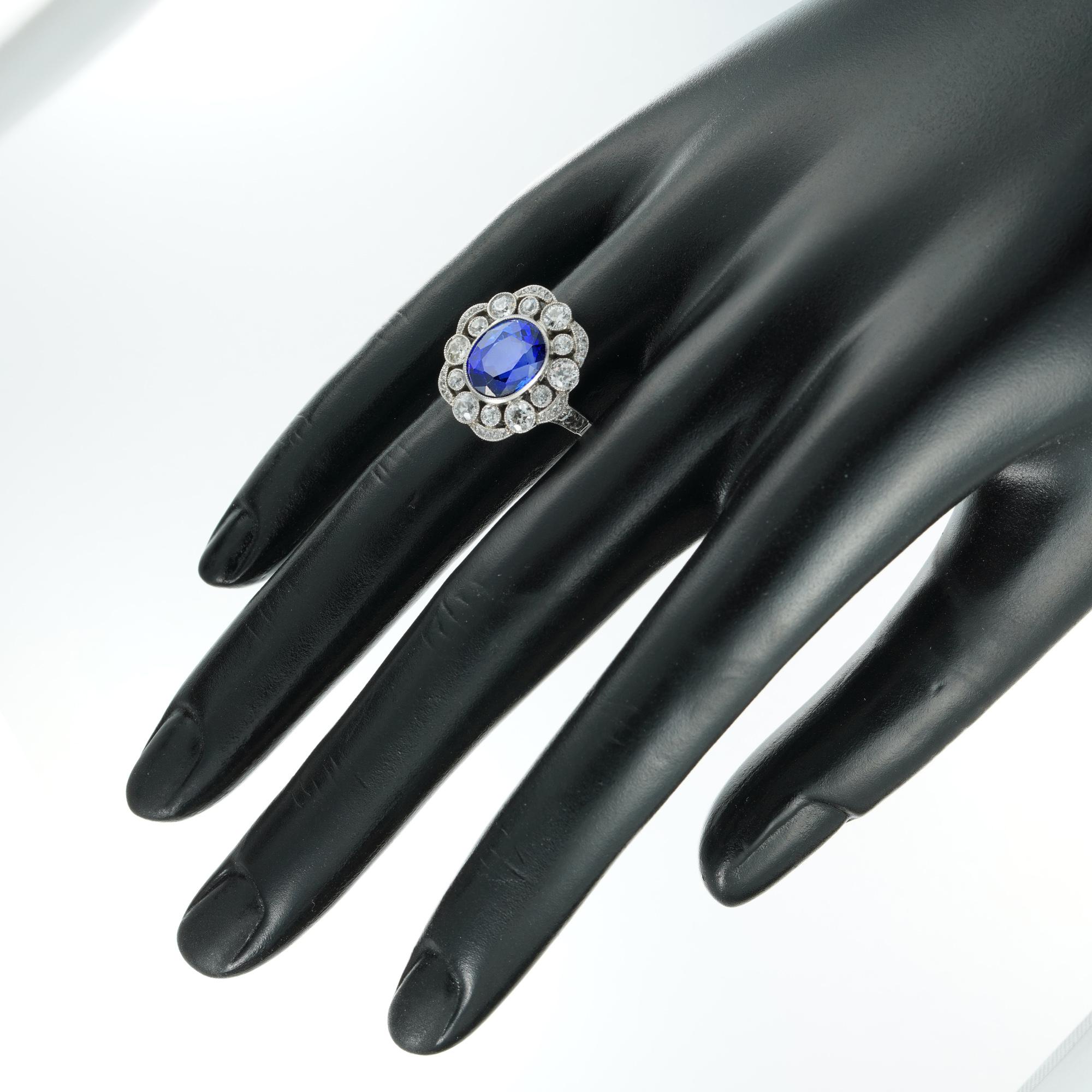 Women's or Men's Sapphire and Diamond Cluster Ring