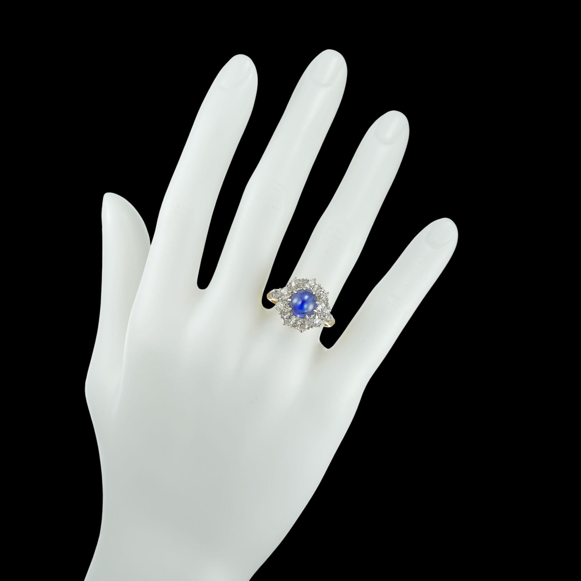 Women's or Men's Sapphire and Diamond Cluster Ring