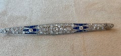 Sapphire and Diamond Filigree Bar Brooch, circa 1910