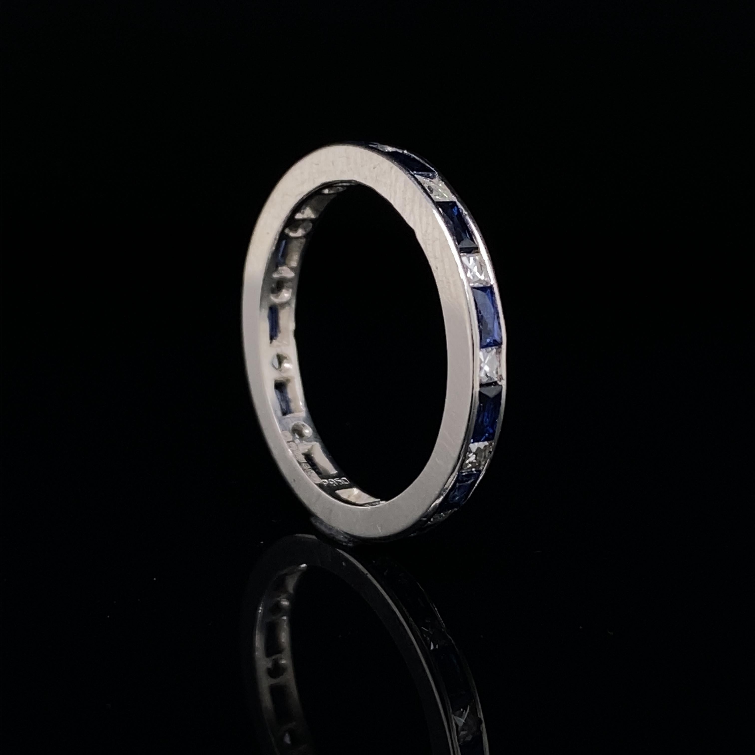 Sapphire and Diamond Full Eternity Ring Platinum In Excellent Condition For Sale In London, GB