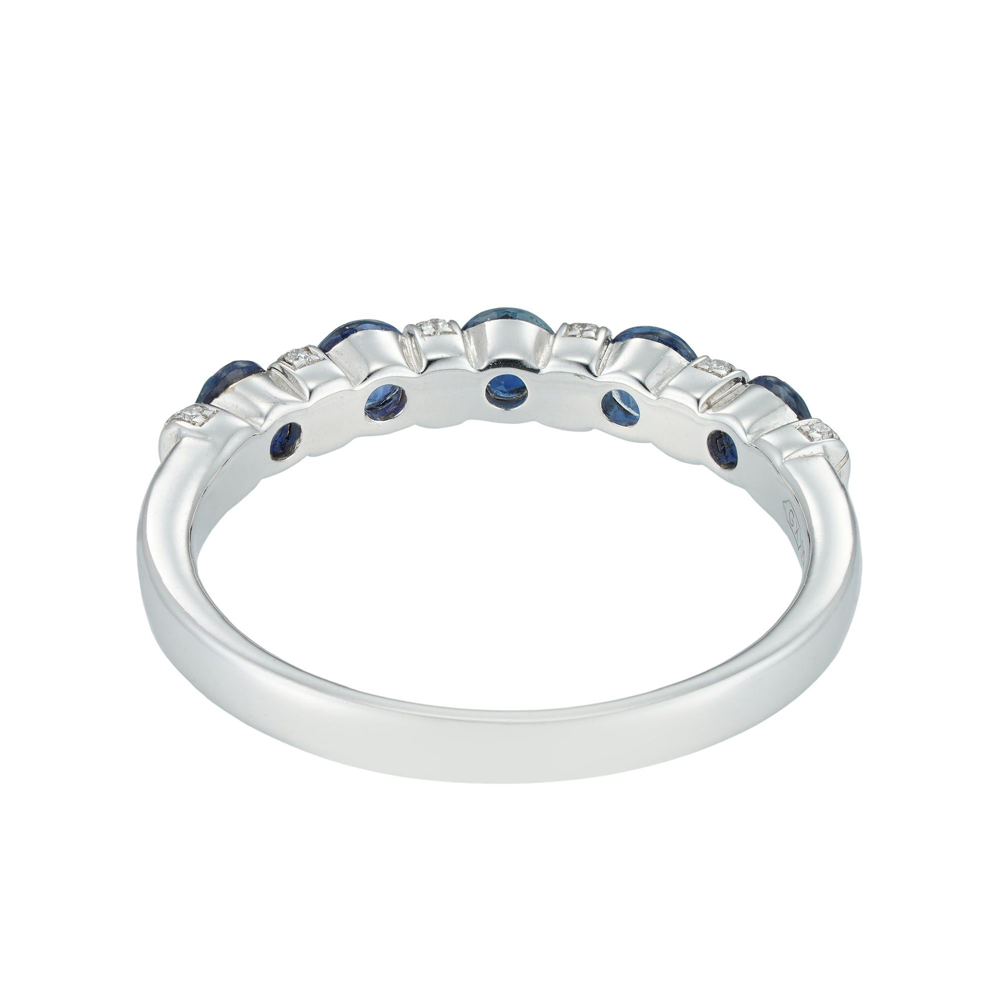 Modern Sapphire and Diamond Half Eternity Ring