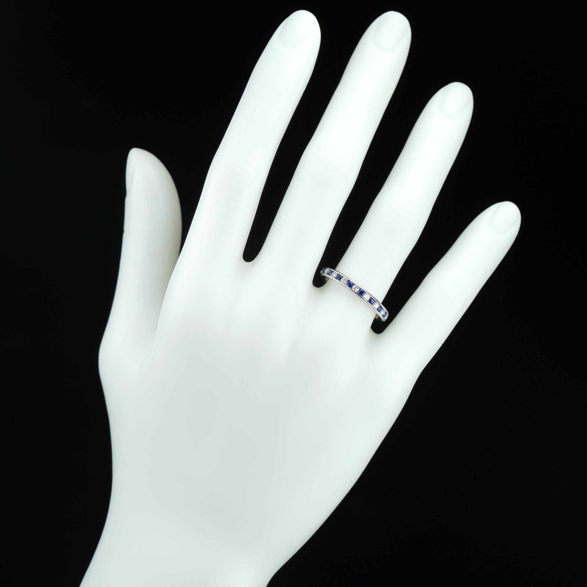 Sapphire and Diamond Half-Eternity Ring In New Condition In London, GB