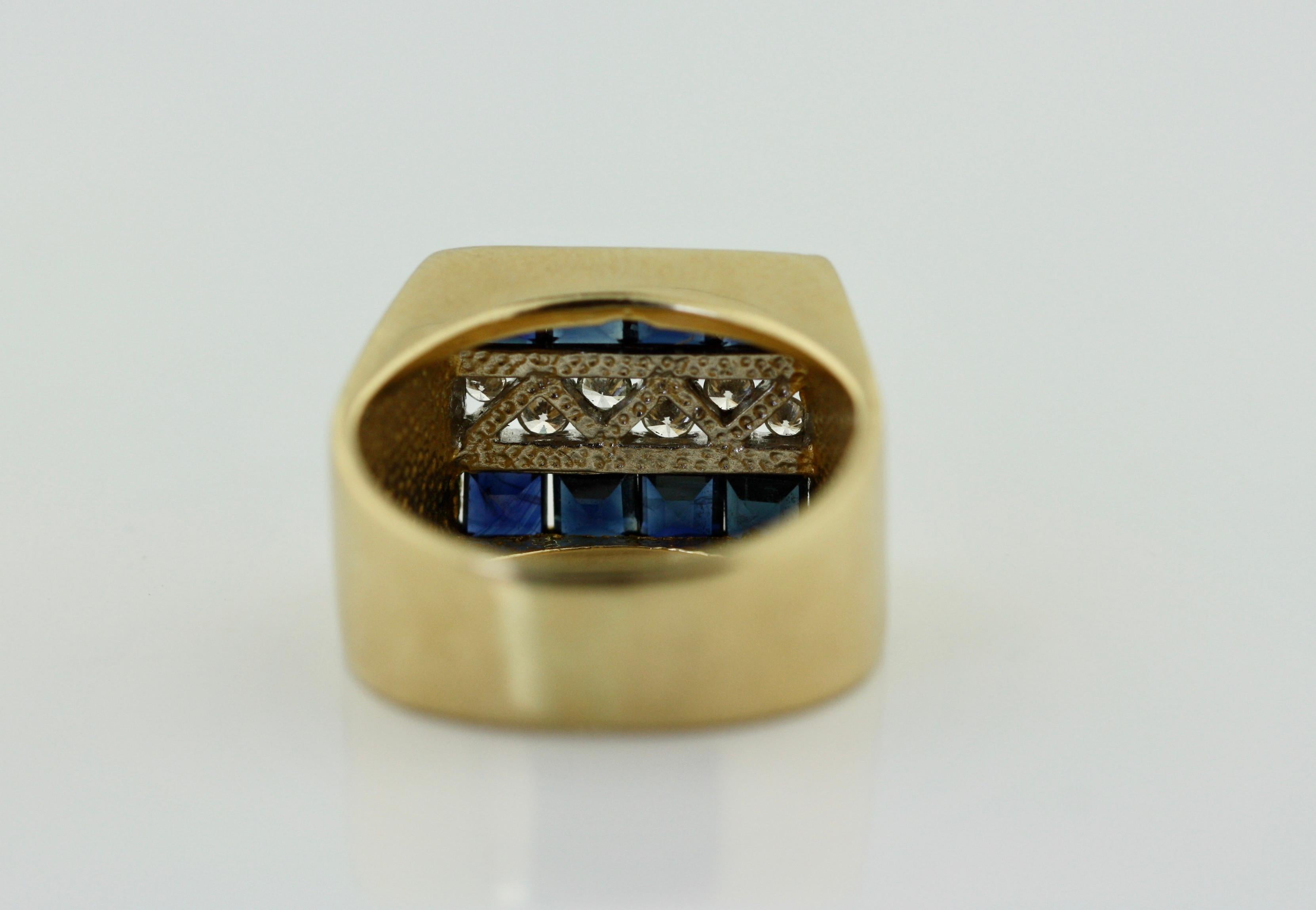 Sapphire and Diamond Men's Ring For Sale 1