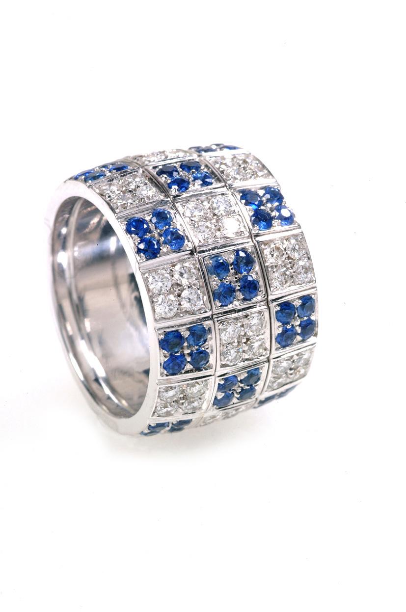 Contemporary Sapphire and Diamond Ring For Sale