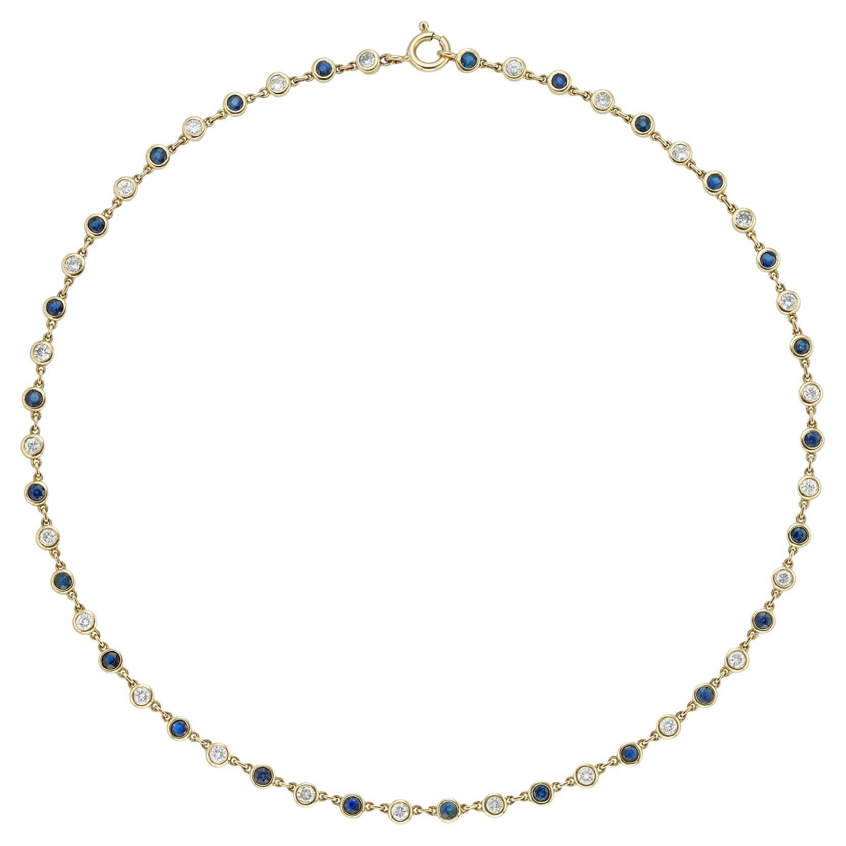 Collana a catena con zaffiri e diamanti