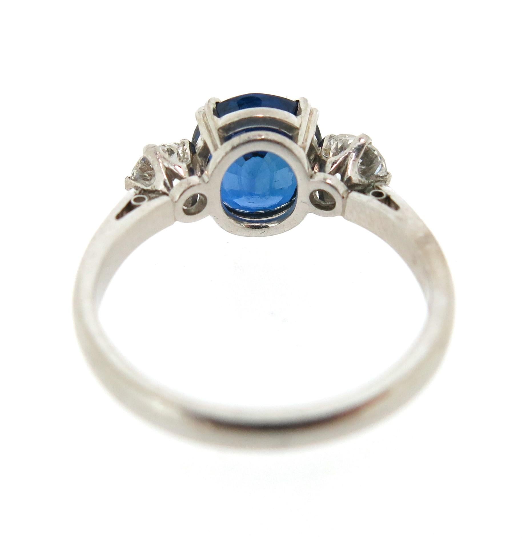 Contemporary Sapphire and Diamond Three-Stone Ring