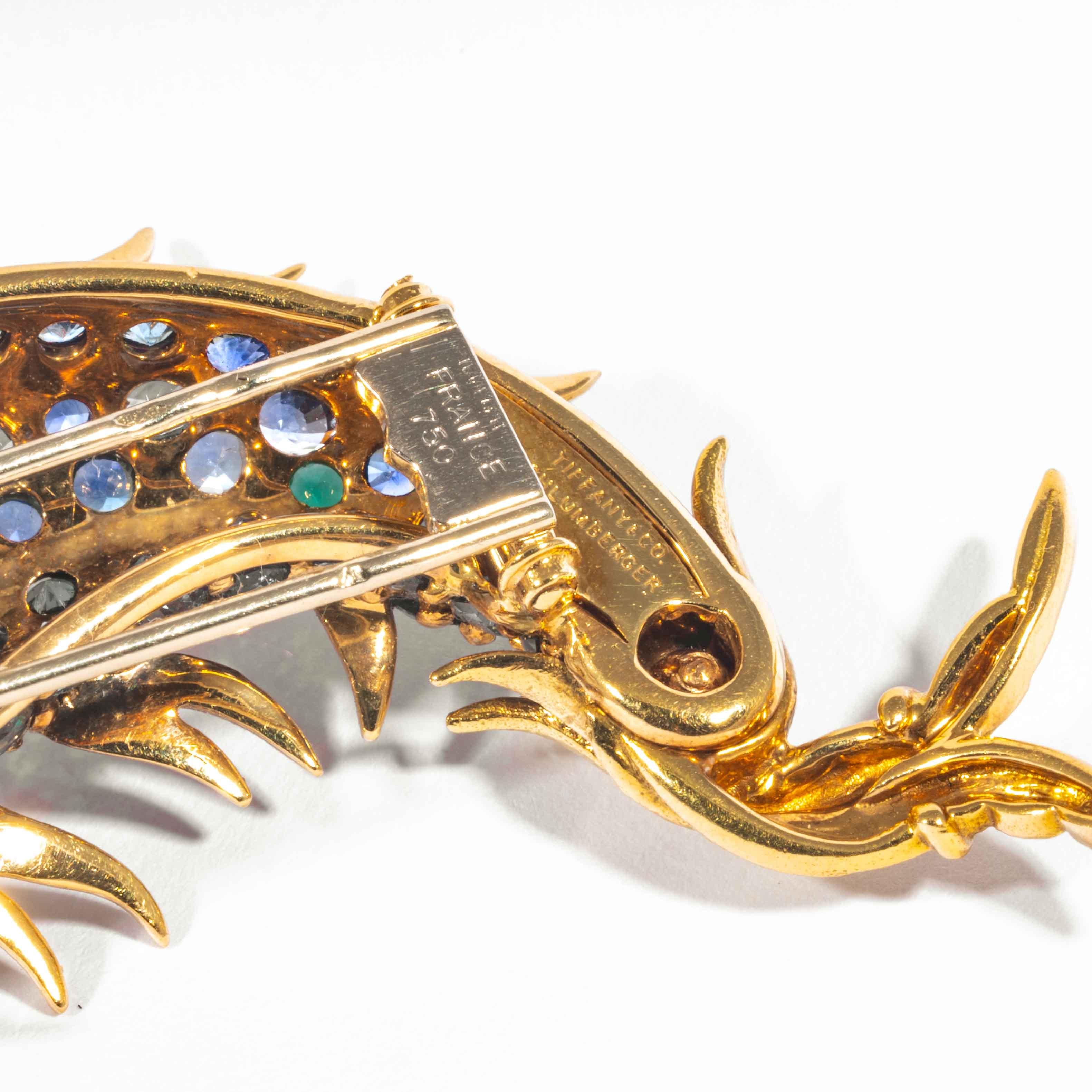 Women's or Men's Sapphire and Emerald Fish Clip Brooch by Jean Schlumberger, Tiffany & Co.