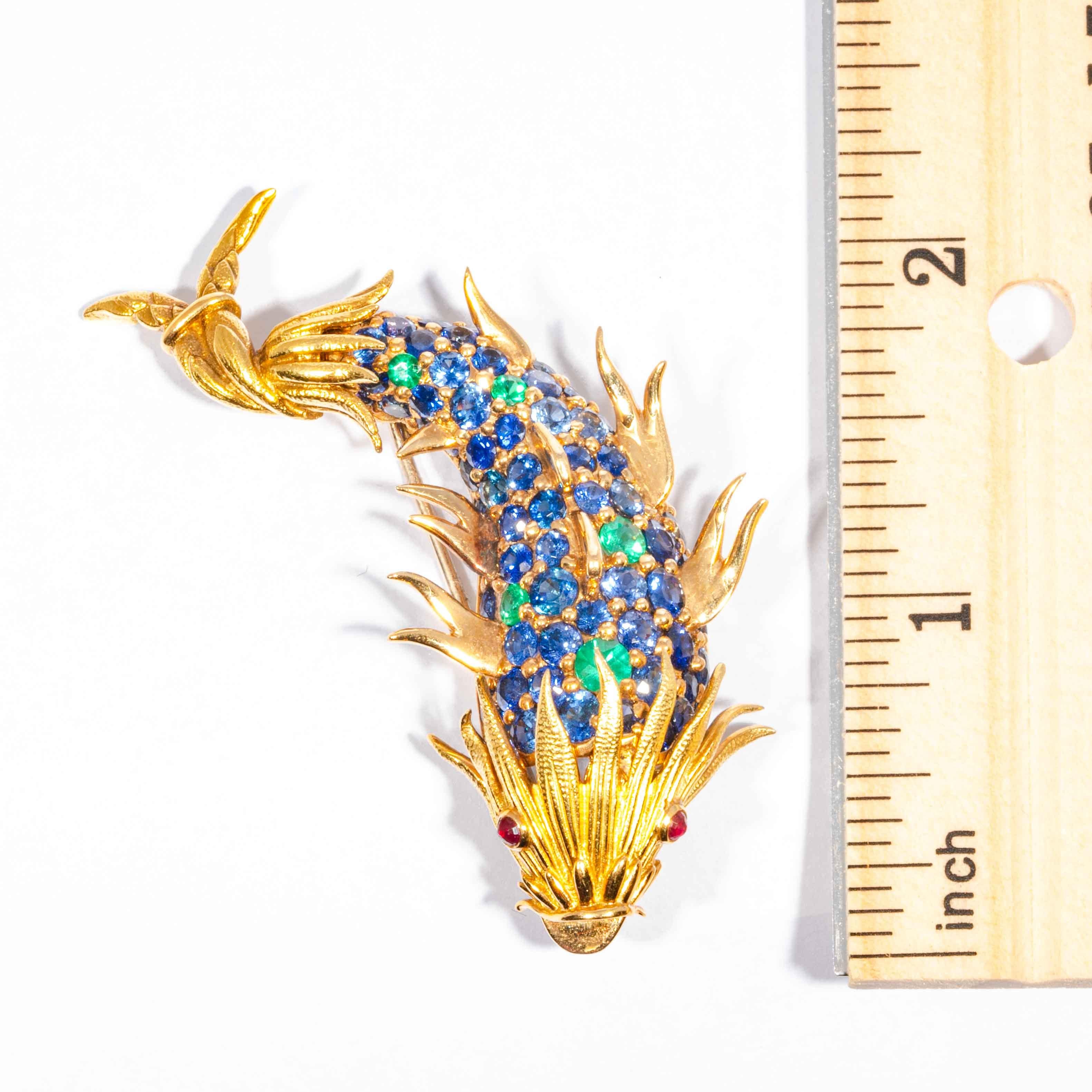 Sapphire and Emerald Fish Clip Brooch by Jean Schlumberger, Tiffany & Co. 1