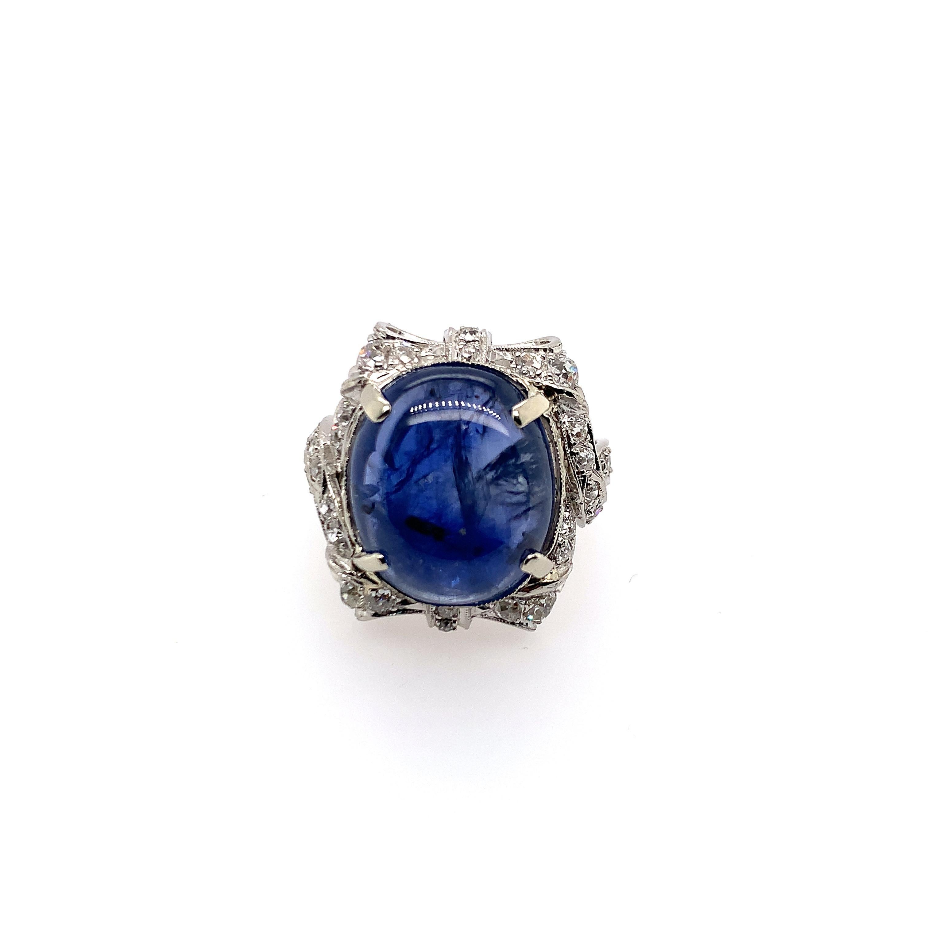 A Sapphire, Diamond and White Gold Ring In Excellent Condition For Sale In New York, NY