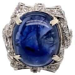 Vintage A Sapphire, Diamond and White Gold Ring