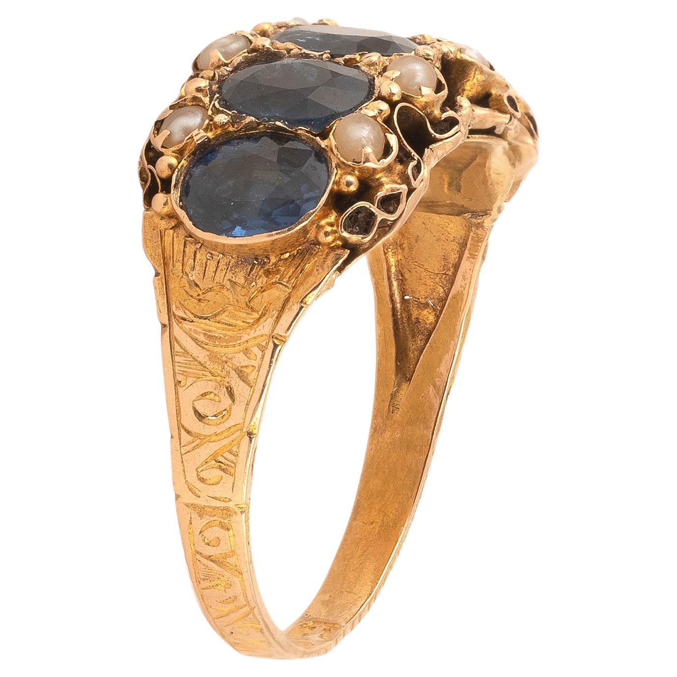 Georgian Sapphire Five-Stone Ring For Sale