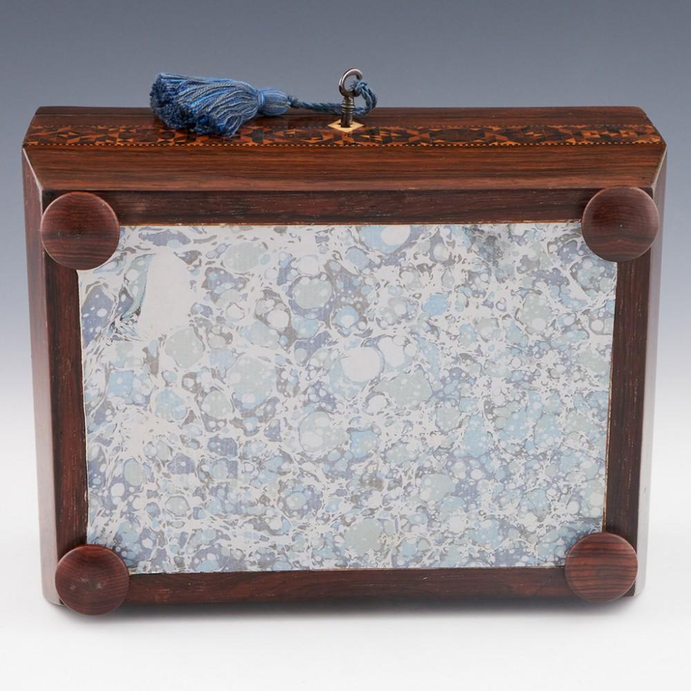 A Sarcophagal Tunbridge Ware Sewing Box with Isometric Cube Design, c1835 For Sale 1