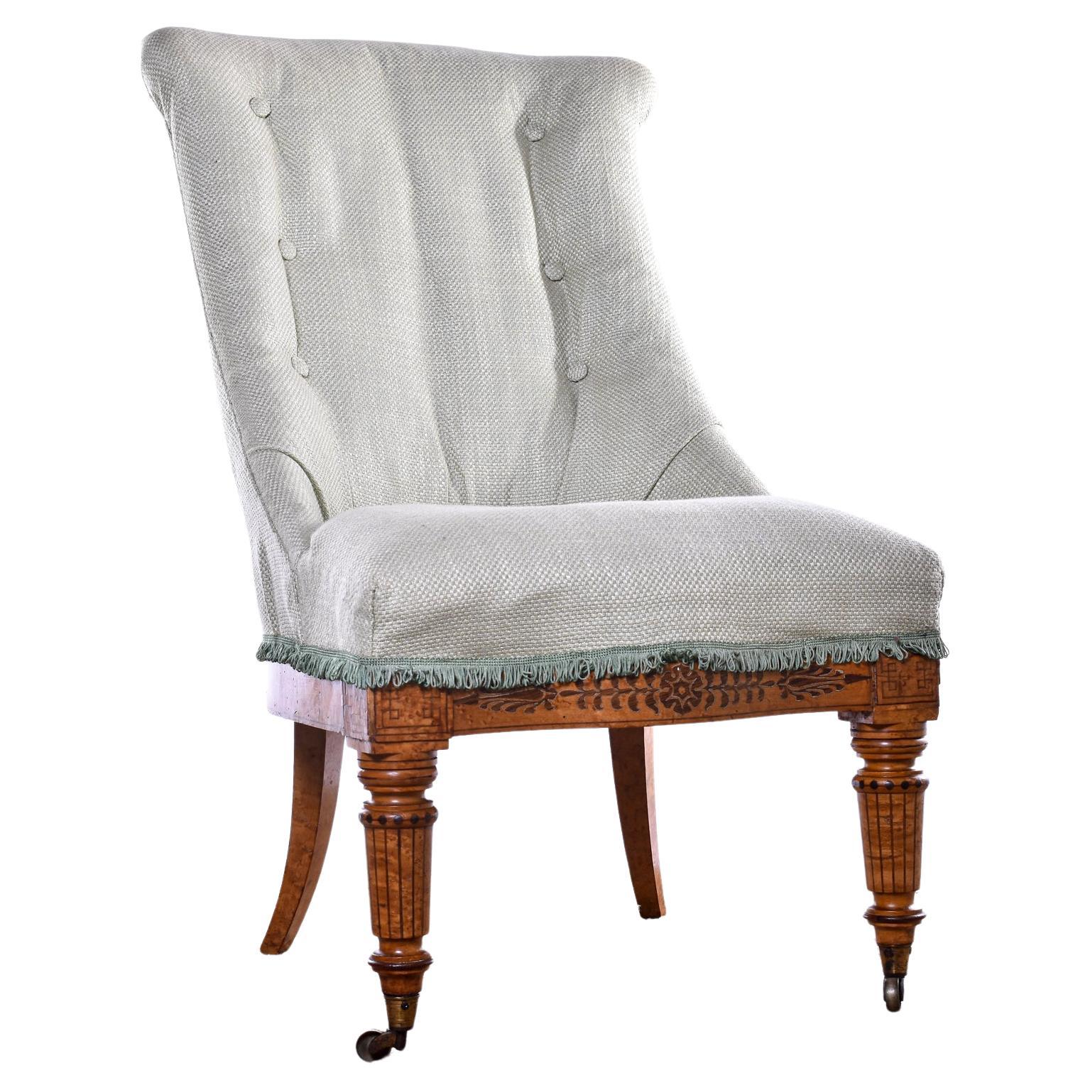 Satin Birch and Marquetry Inlaid Chair by Henry Thomas Peters, Genoa