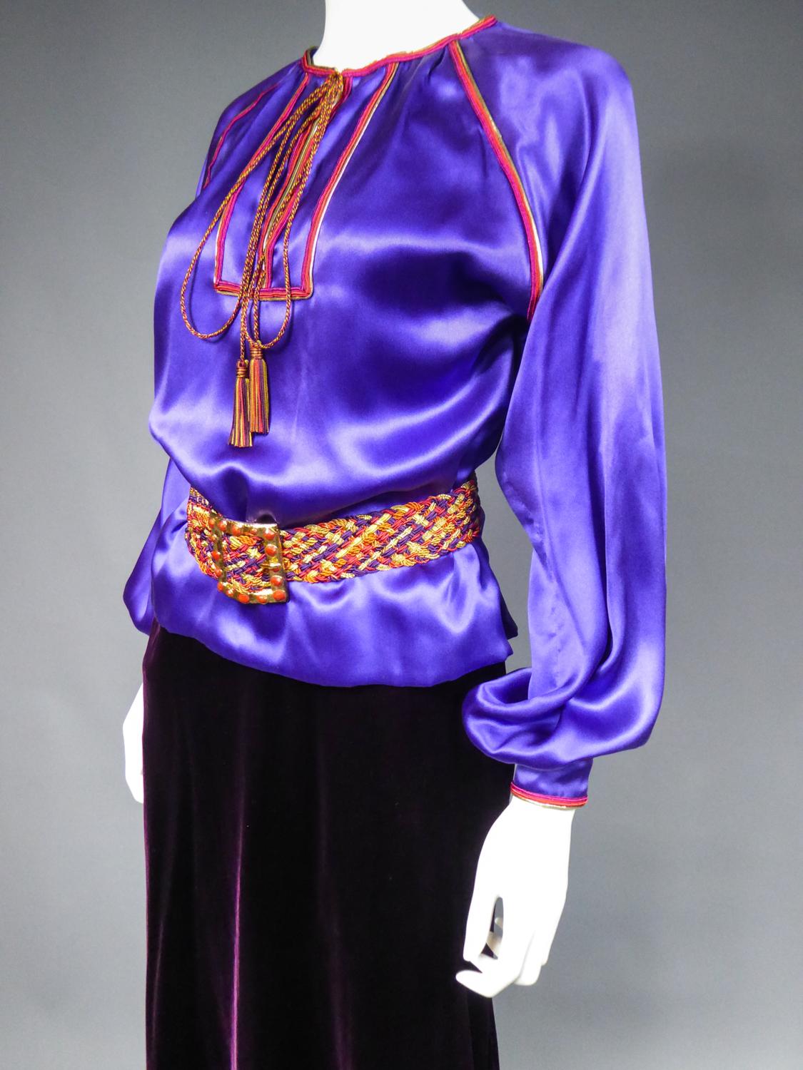 A Satin Blouse and Velvet Skirt Set by Yves Saint Laurent Couture Circa 2000 6