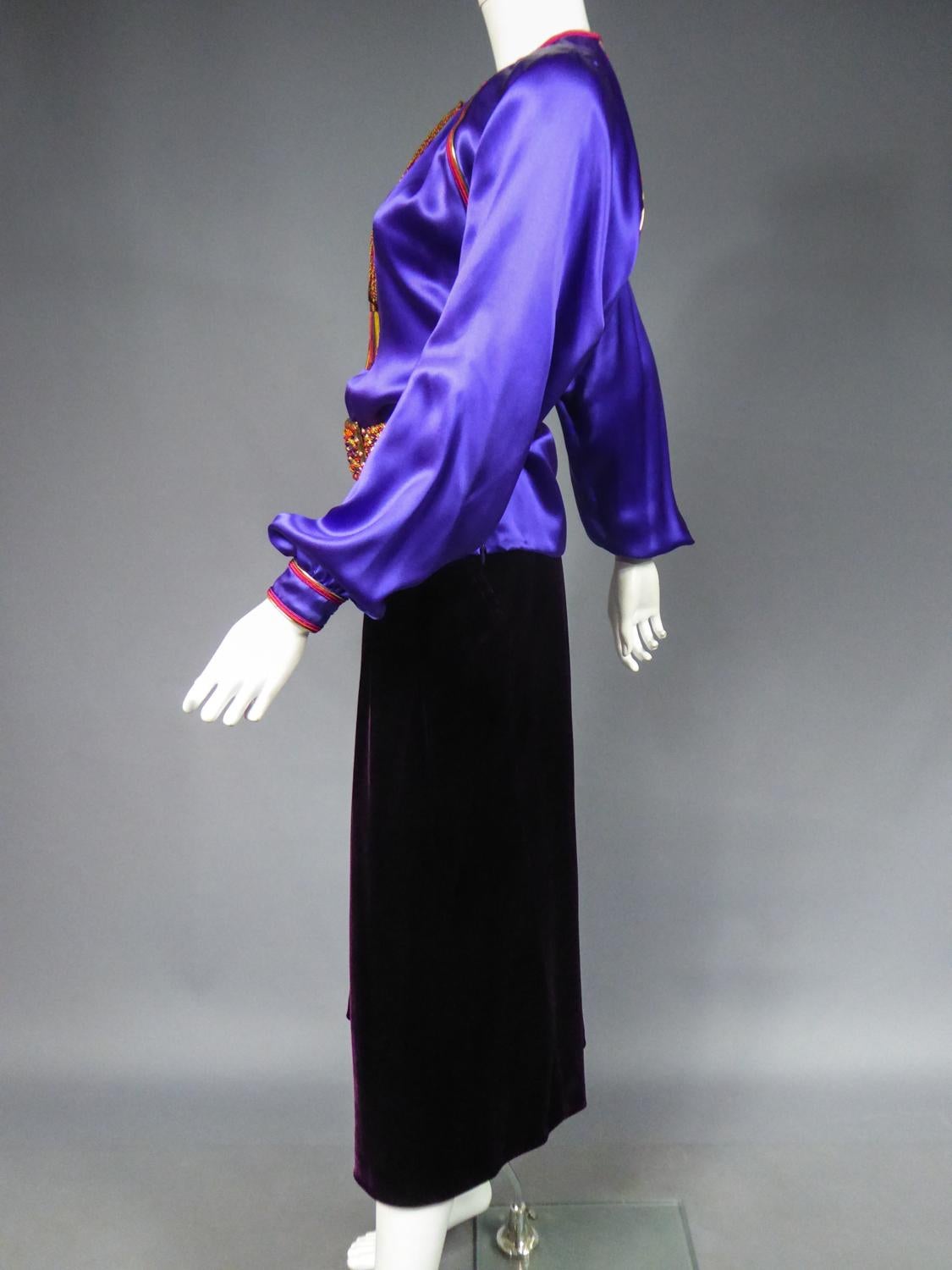 Un set di camicetta in raso e gonna in velluto di Yves Saint Laurent Couture Circa 2000 in vendita 7