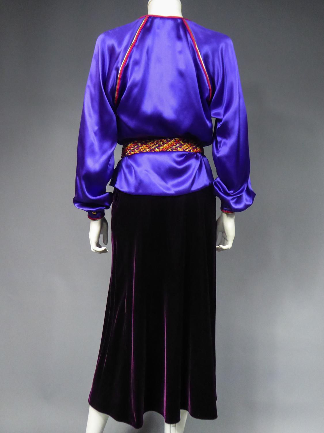 A Satin Blouse and Velvet Skirt Set by Yves Saint Laurent Couture Circa 2000 9