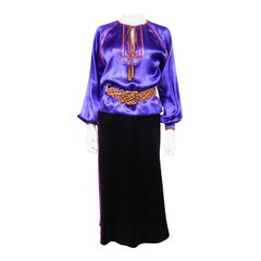 A Satin Blouse and Velvet Skirt Set by Yves Saint Laurent Couture Circa 2000