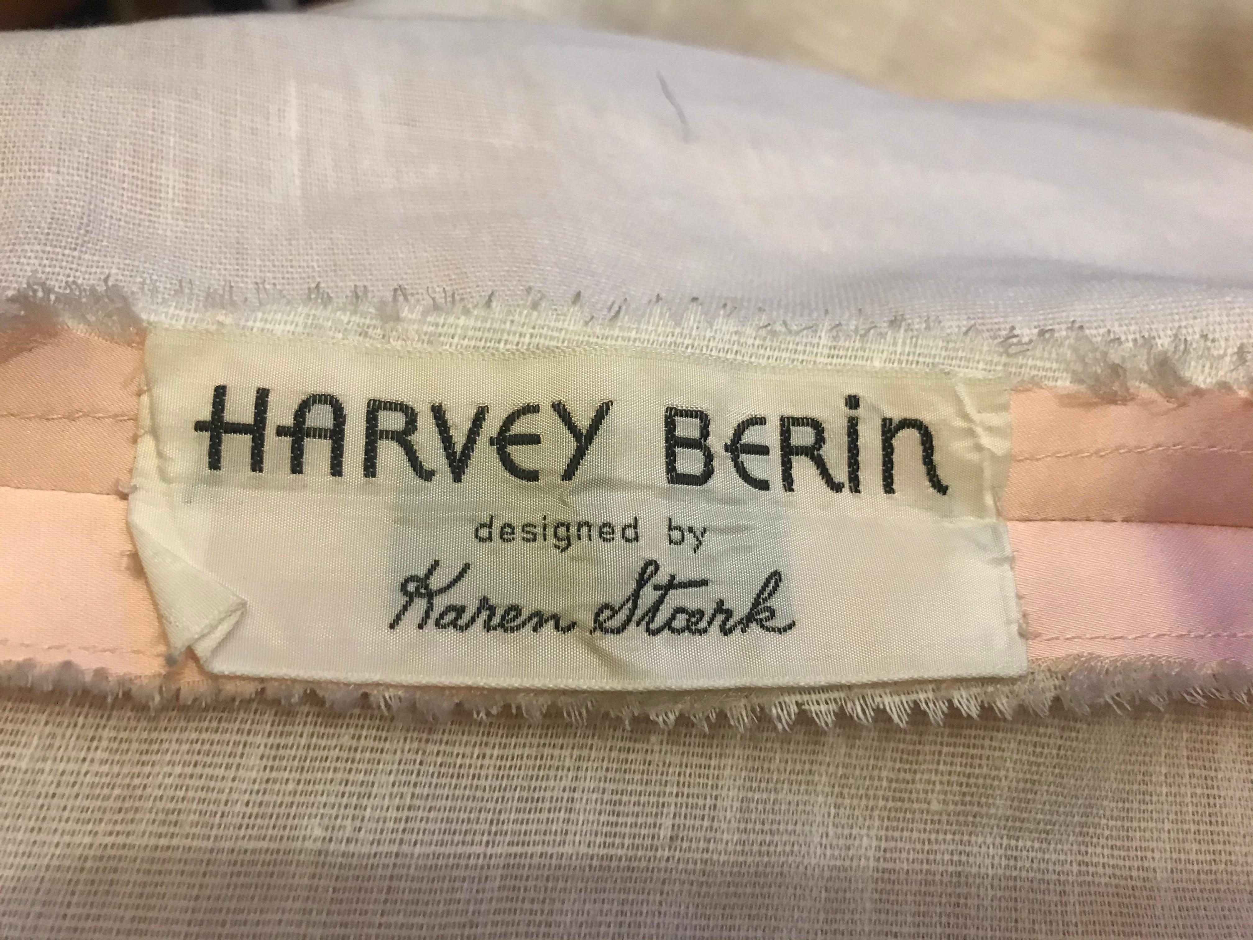 Beige A Satin Embroidered Ball Gown by Harvey Berin Designed by Karen Stark Circa 1955 For Sale