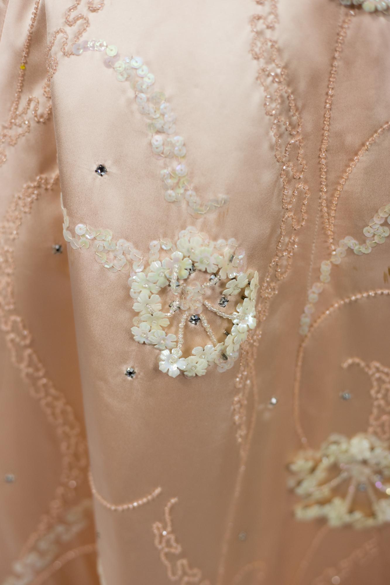A Satin Embroidered Ball Gown by Harvey Berin Designed by Karen Stark Circa 1955 For Sale 2